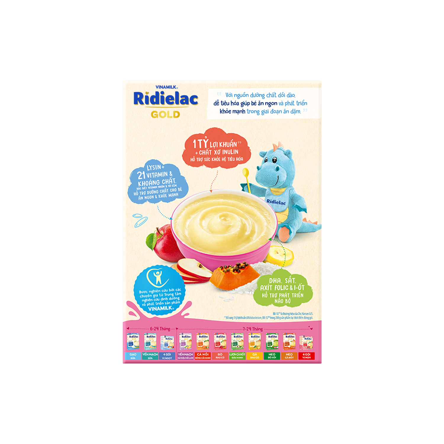 Bột ăn dặm Ridielac Gold Gạo Trái cây 200g