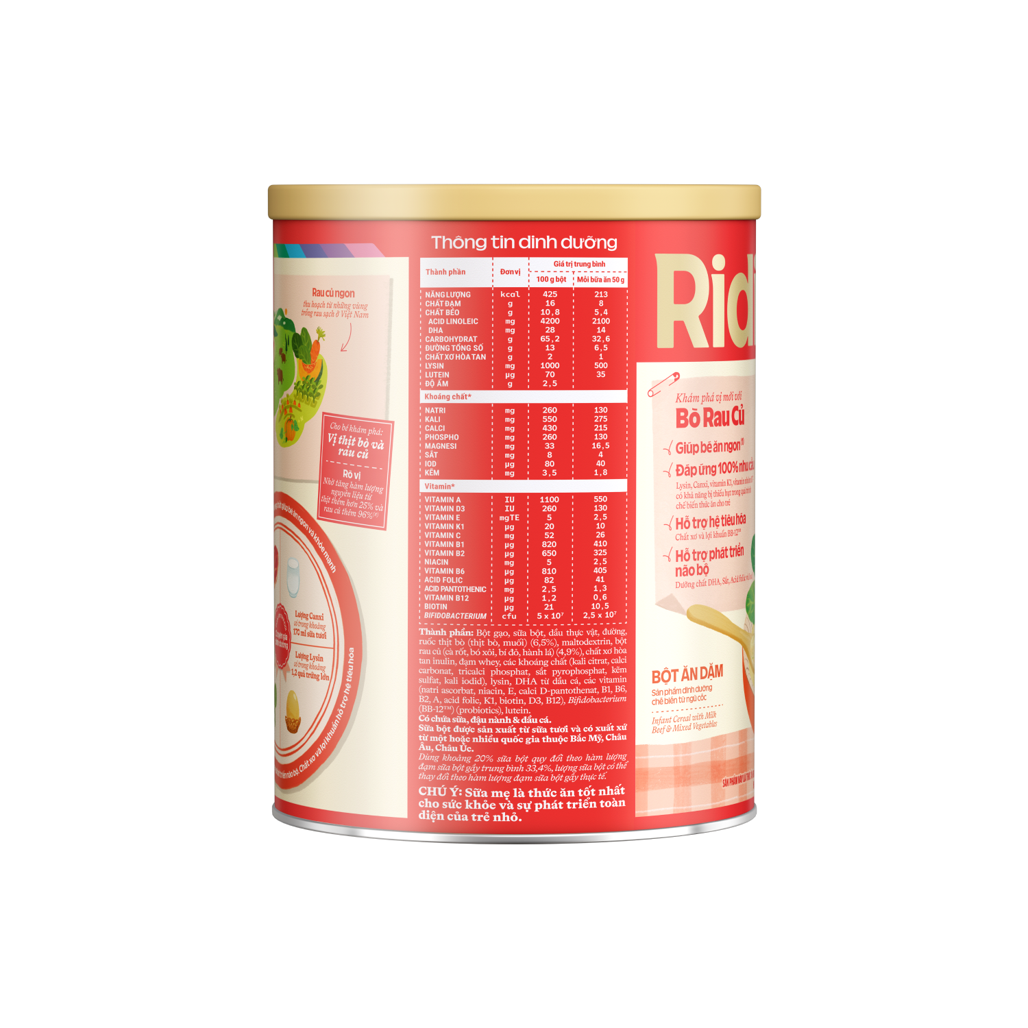 Bột ăn dặm Ridielac Bò Rau củ 350g