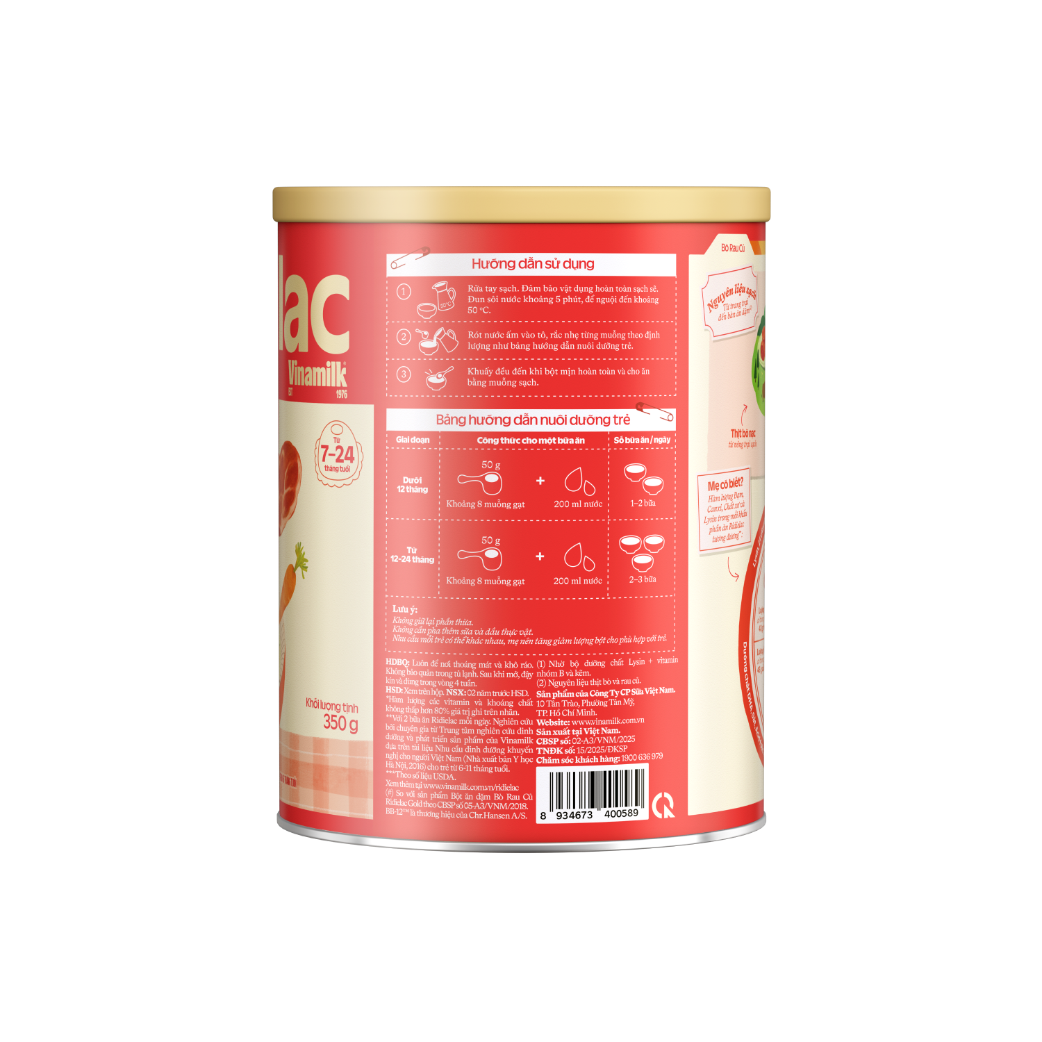 Bột ăn dặm Ridielac Bò Rau củ 350g