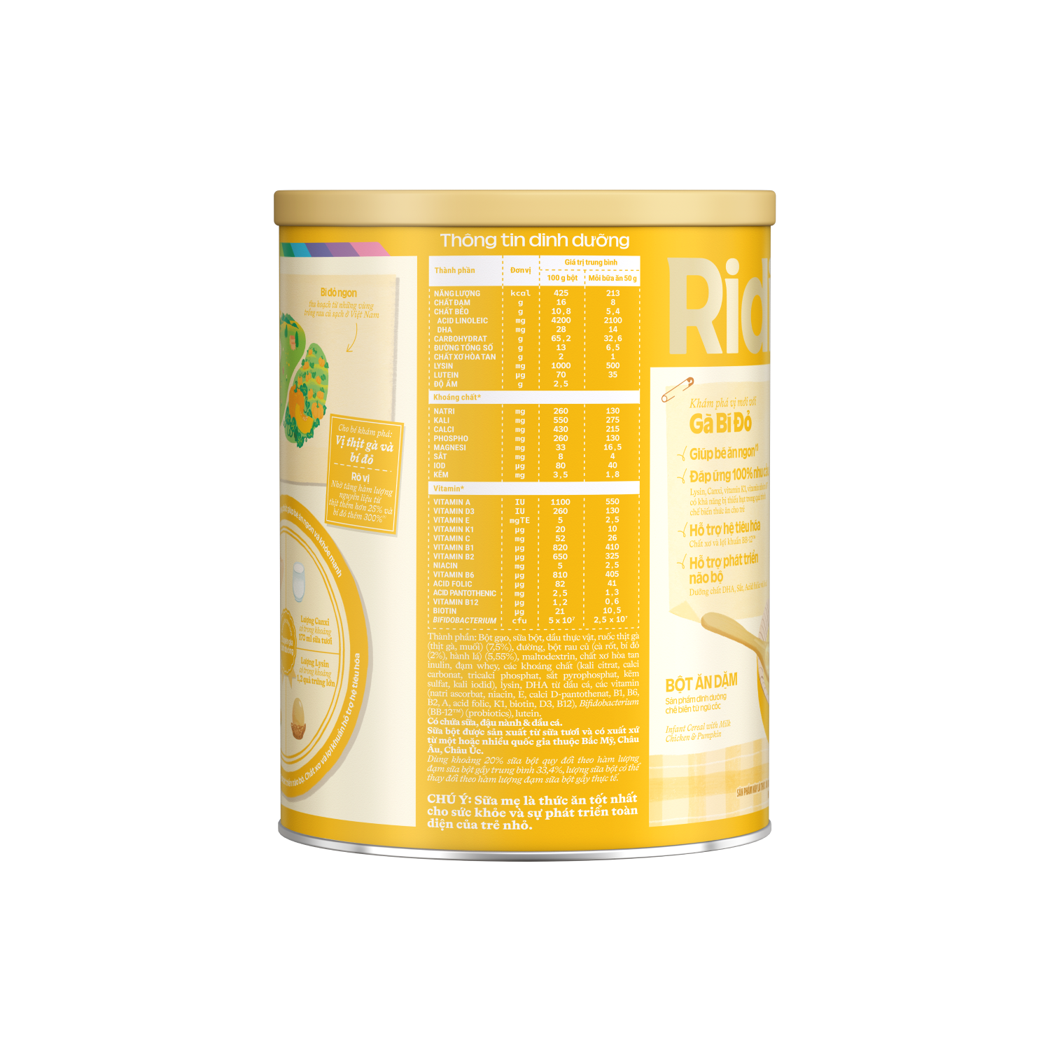 Bột ăn dặm Ridielac Gà bí đỏ 350g