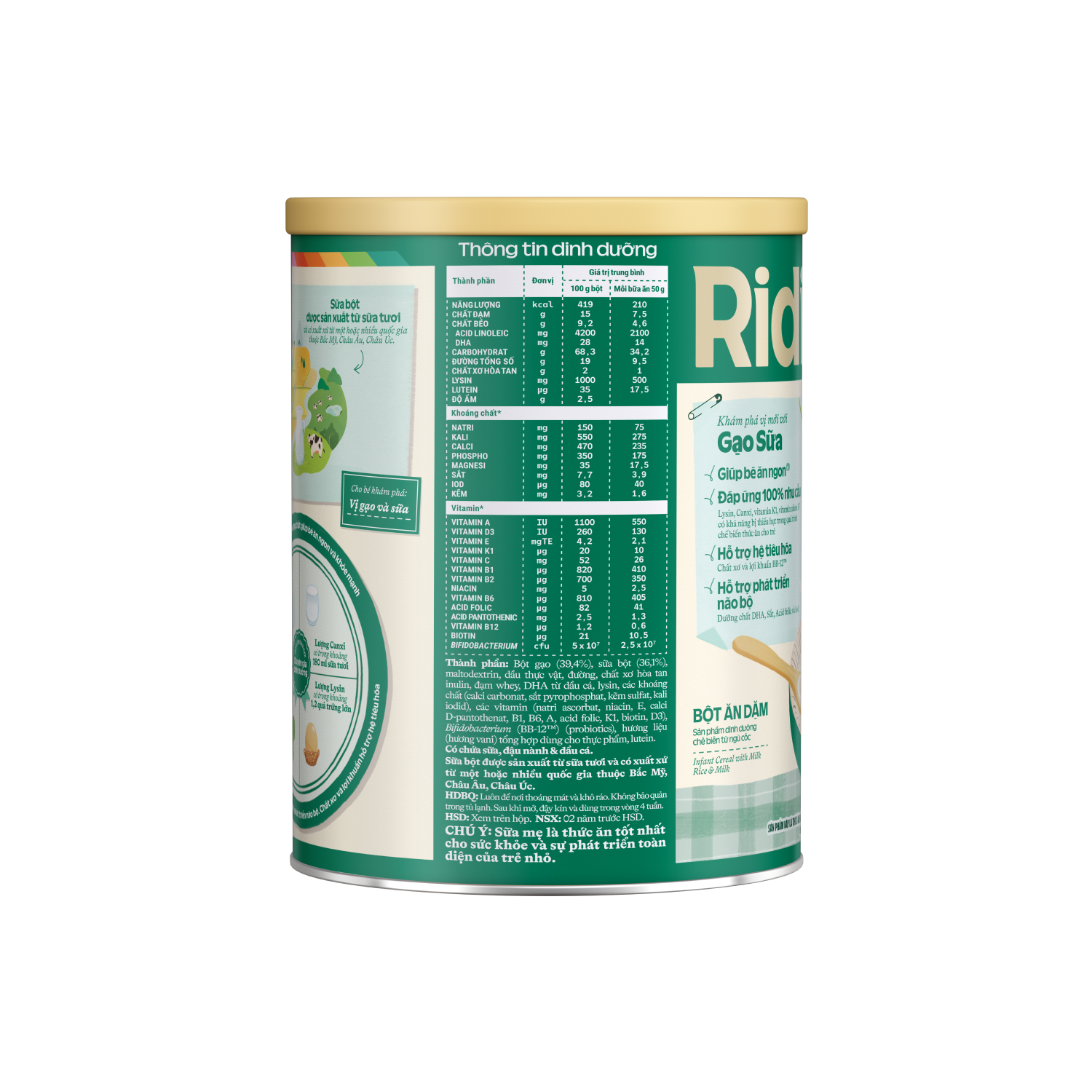 Bột ăn dặm Ridielac Gold Gạo Sữa 350g