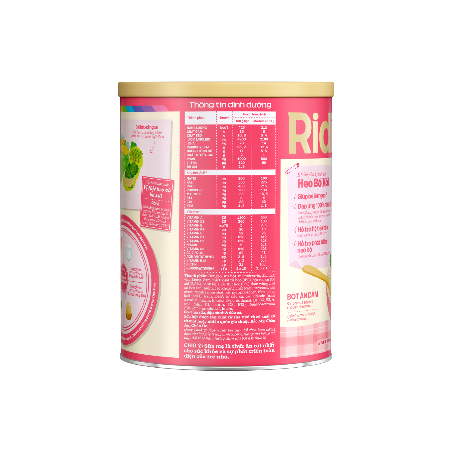 Bột ăn dặm Ridielac Heo bó xôi 350g