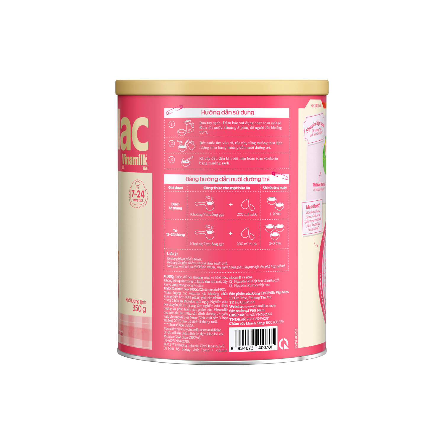 Bột ăn dặm Ridielac Heo bó xôi 350g