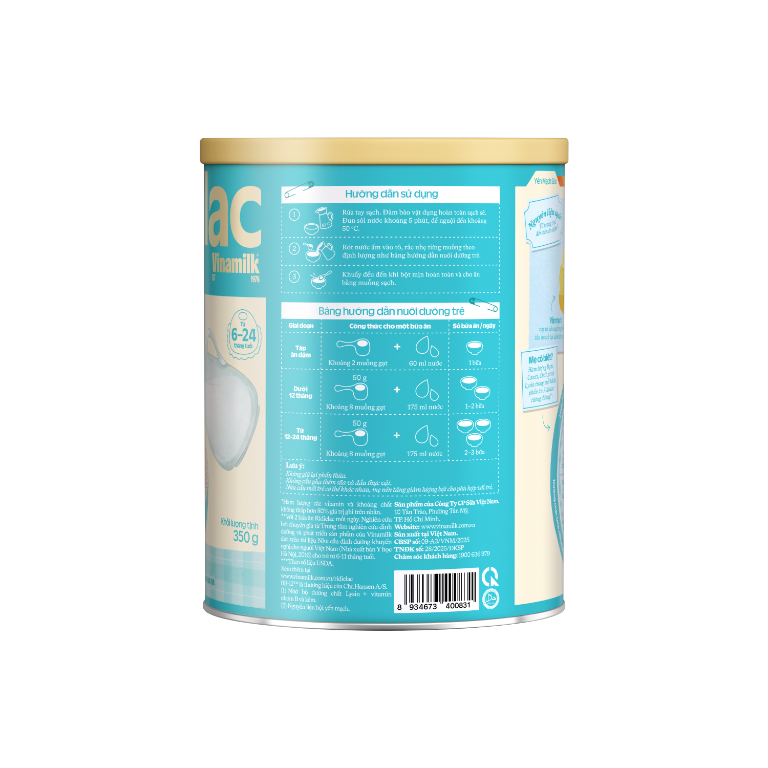 Bột ăn dặm Ridielac Yến mạch sữa 350g