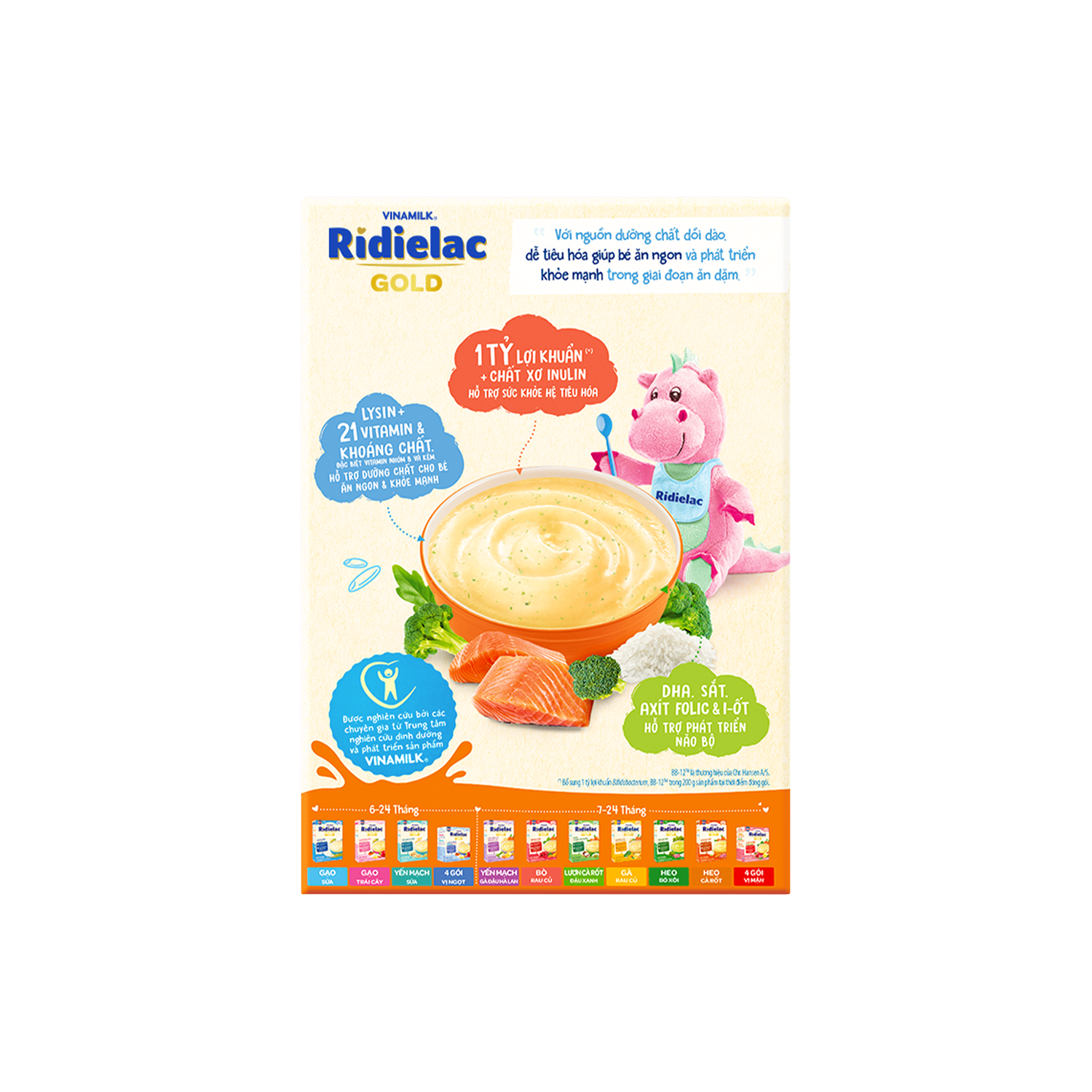 Bột ăn dặm Ridielac Gold Cá hồi Bông cải xanh 200g