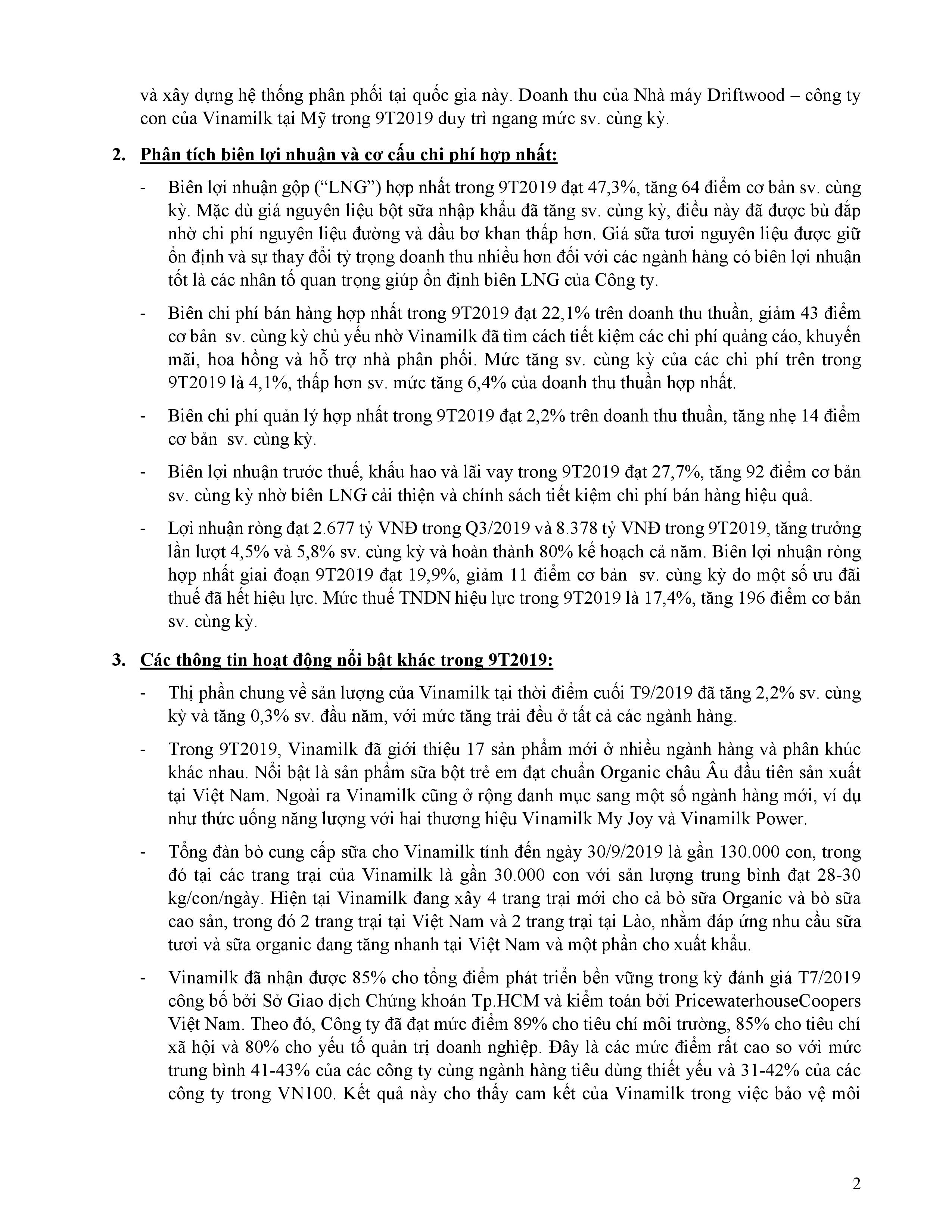 Kết quả kinh doanh quý 3 và 9 tháng đầu năm 2019 2