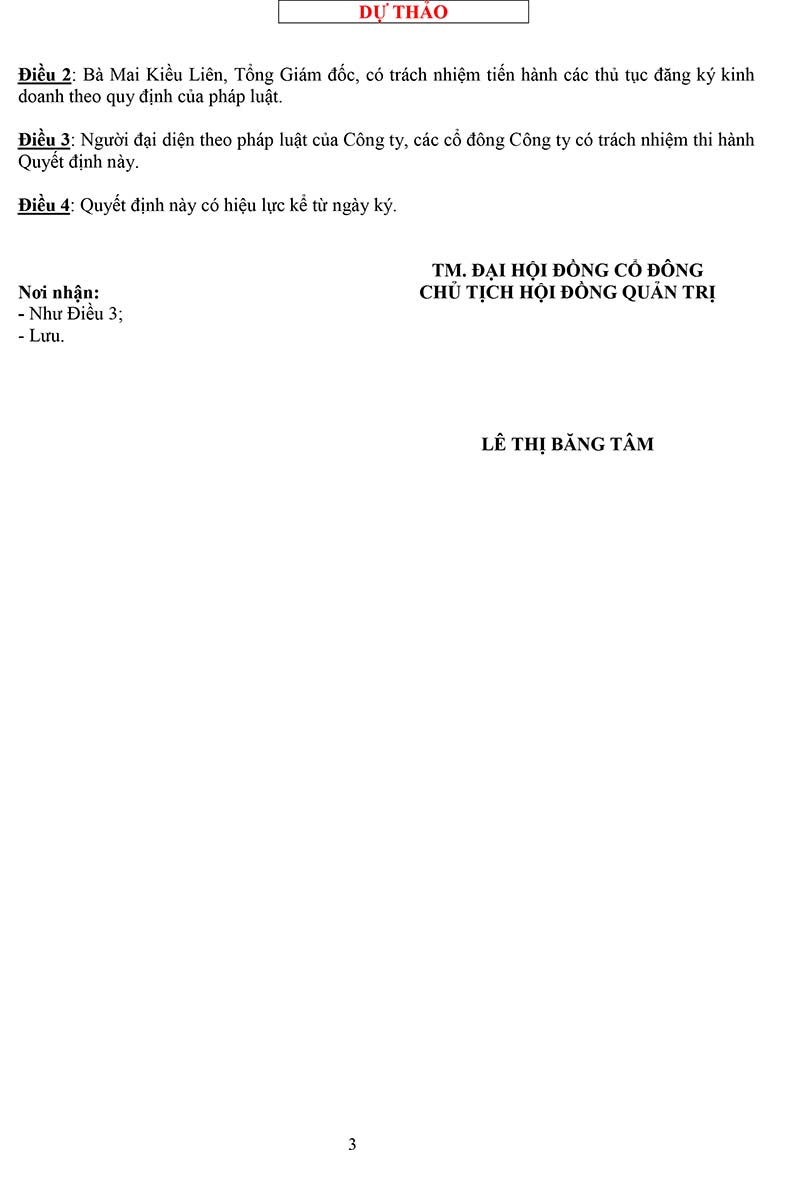 Thông báo về tài liệu lấy ý kiến cổ đông bằng văn bản 2016 8