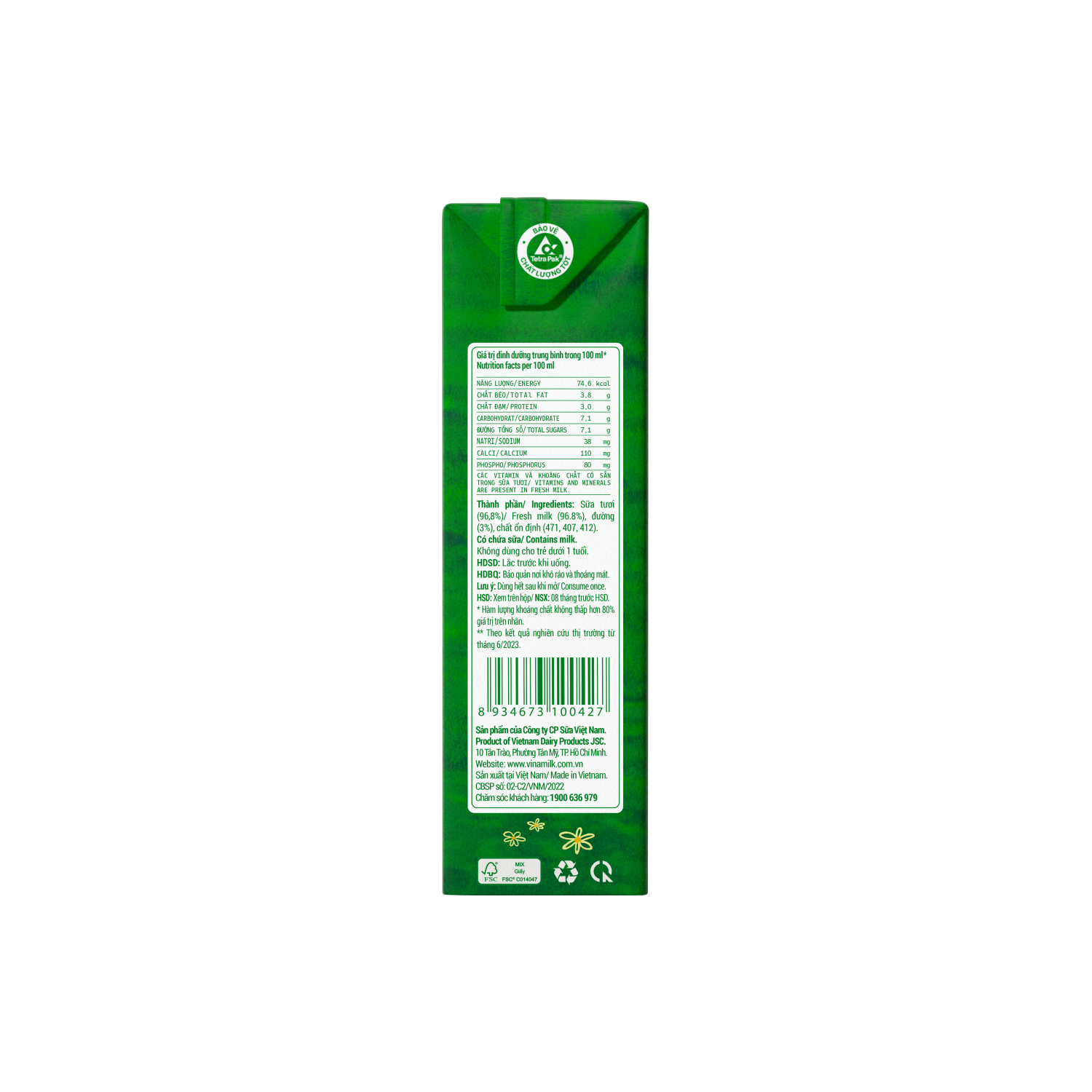 Sữa tươi tiệt trùng Green Farm Có đường 180ml