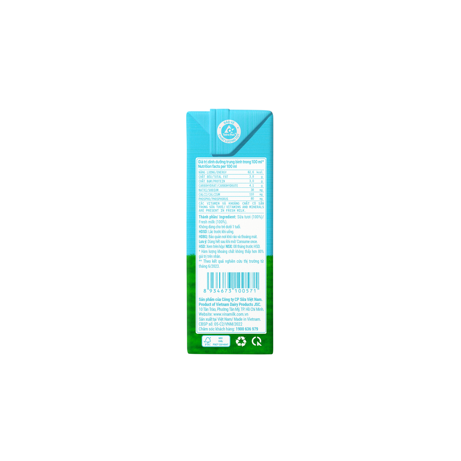 Sữa tươi tiệt trùng Green Farm Không đường 110ml