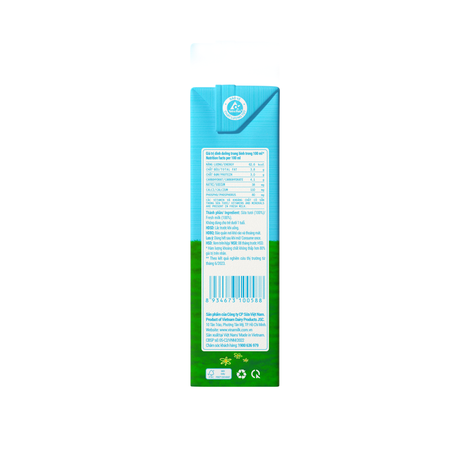 UHT Fresh Milk Green Farm No sugar 180ml