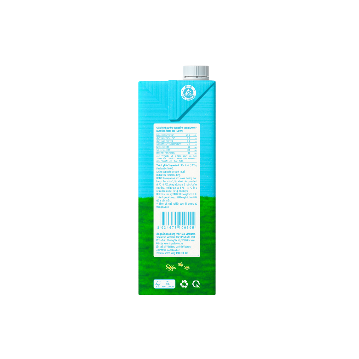 Sữa tươi tiệt trùng Green Farm Không đường 1L