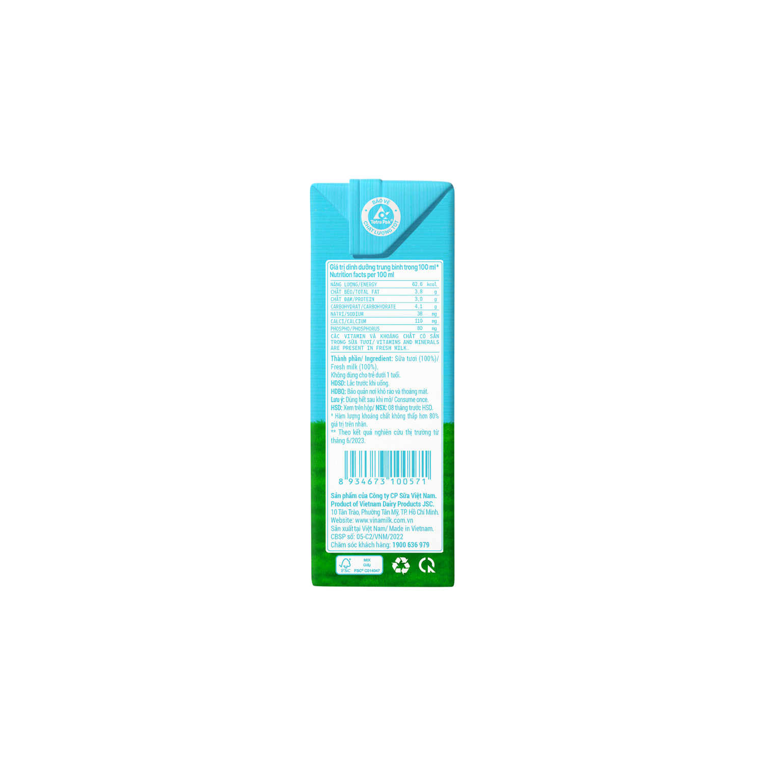 Sữa tươi tiệt trùng Green Farm Không đường 110ml