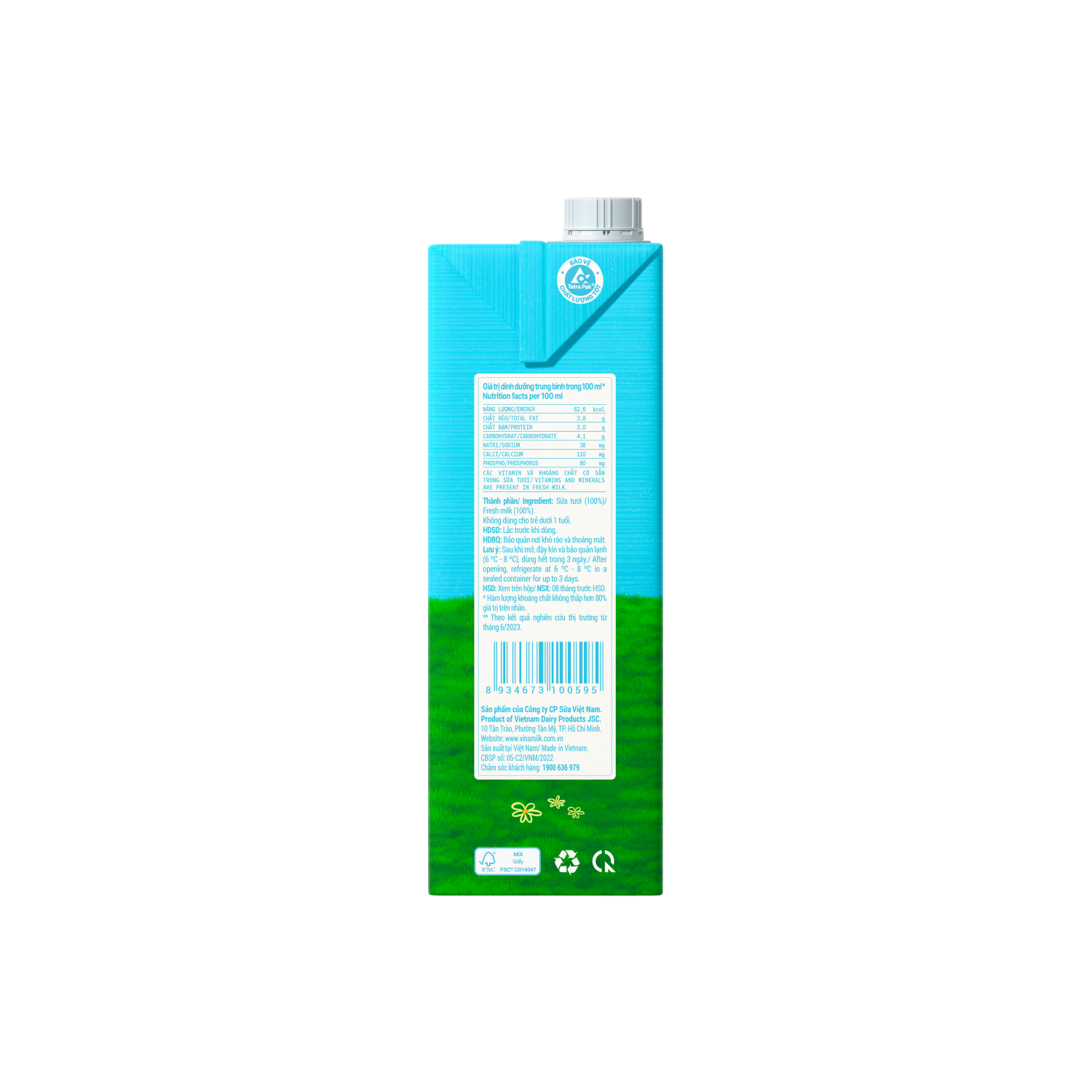 Sữa tươi tiệt trùng Green Farm Không đường 1L
