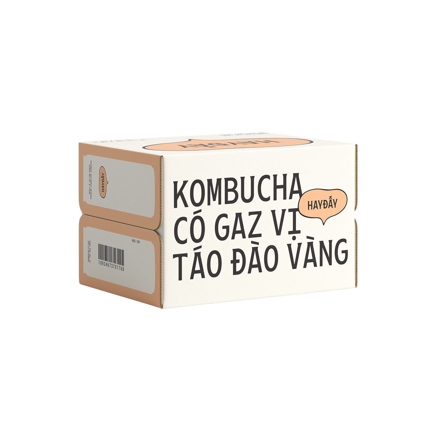 Kombucha Có Gaz HAYĐẤY Vị Táo Đào Vàng 320ml
