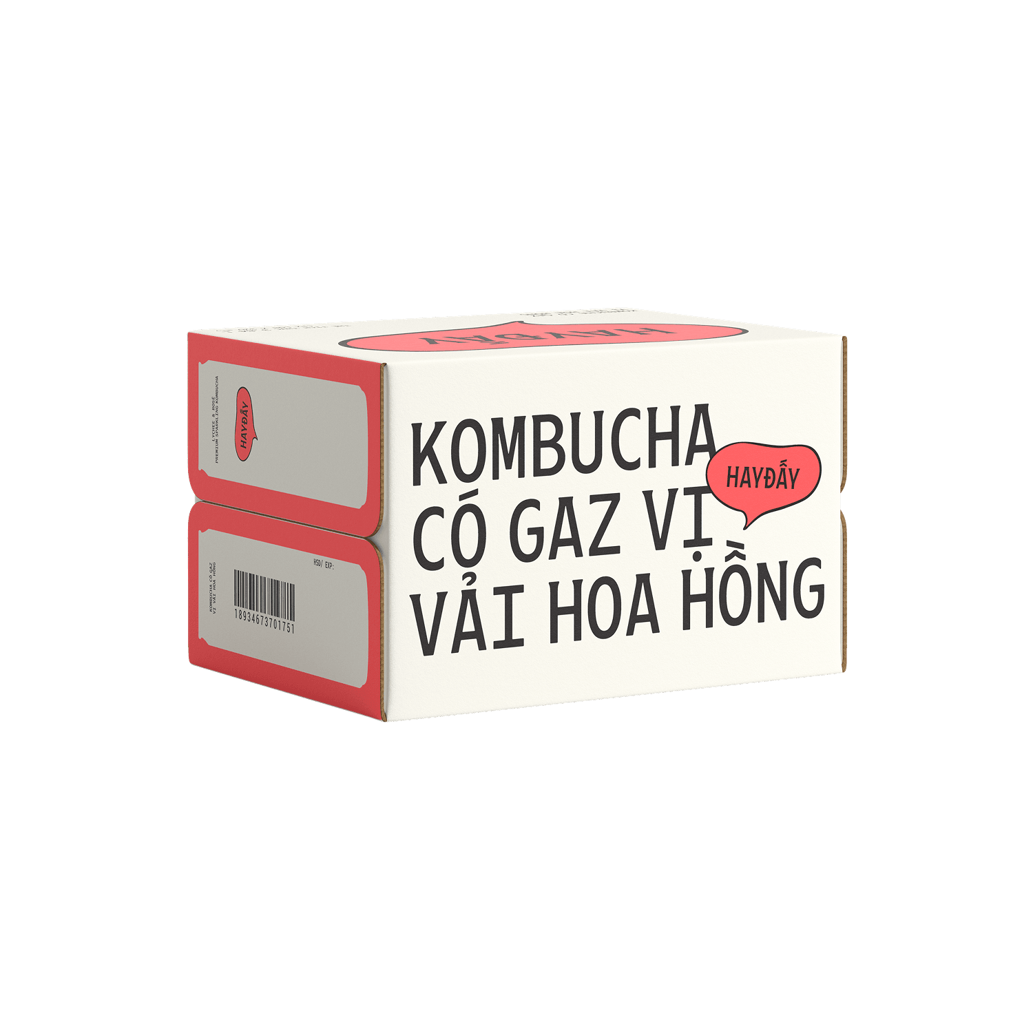 Kombucha Có Gaz HAYĐẤY Vị Vải Hoa Hồng 320ml