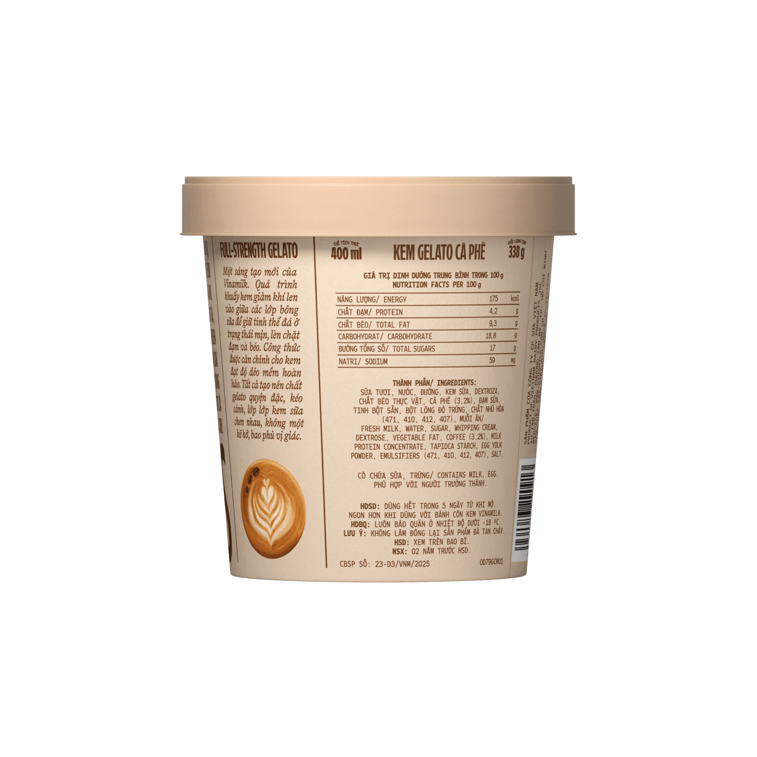 Kem hộp Vinamilk Gelato Cà Phê 400ml