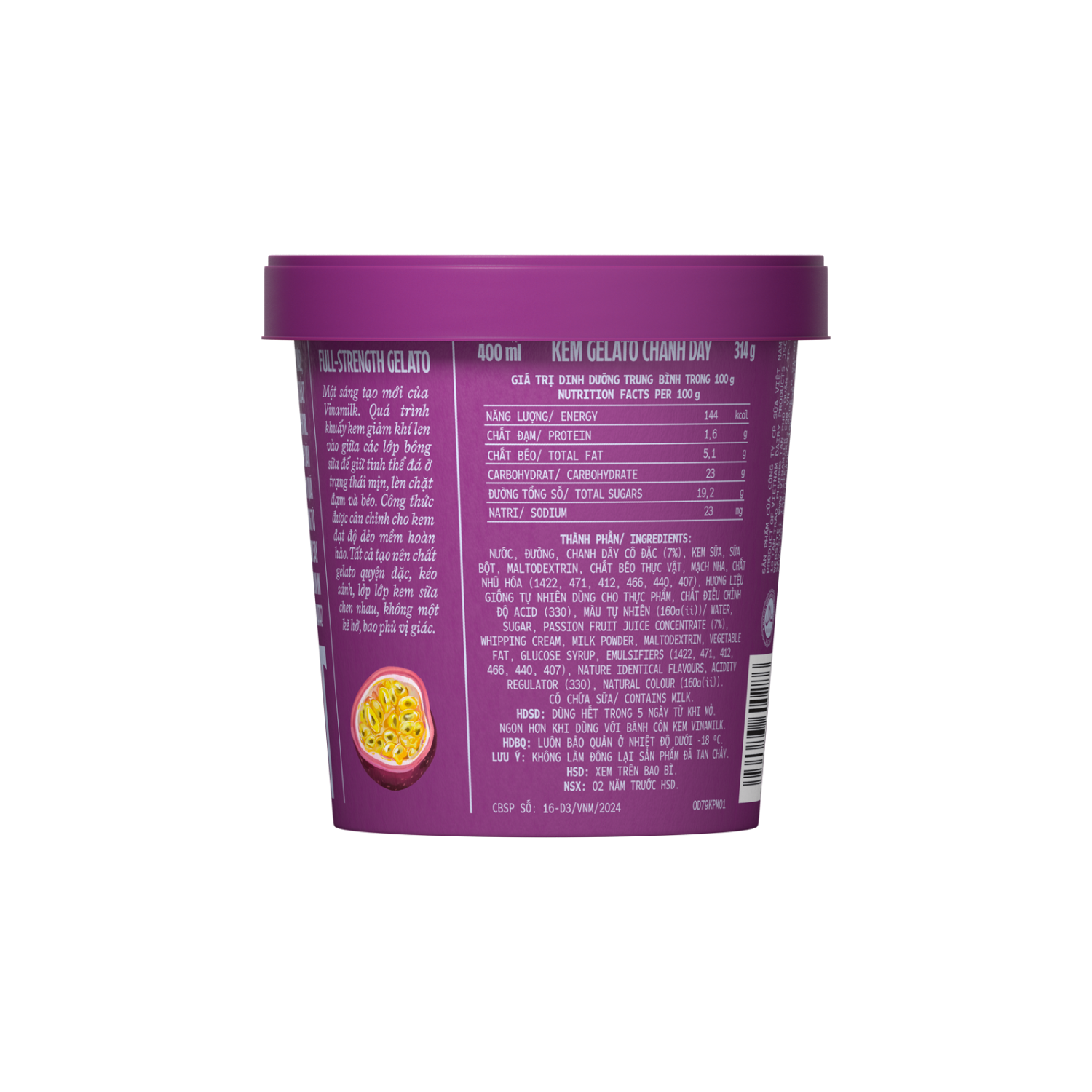 Kem hộp Vinamilk Gelato Chanh Dây 400ml