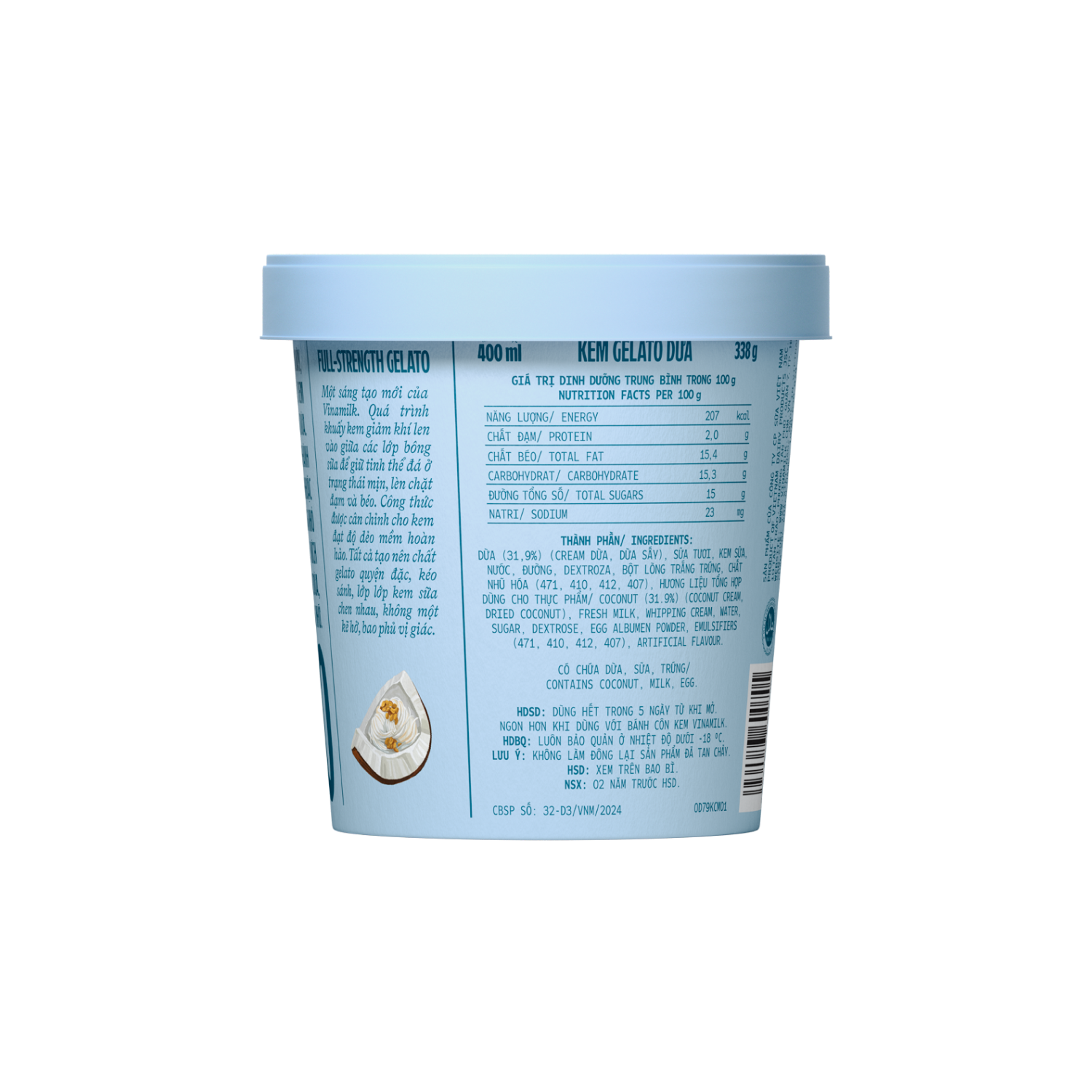 Kem hộp Vinamilk Gelato Dừa 400ml