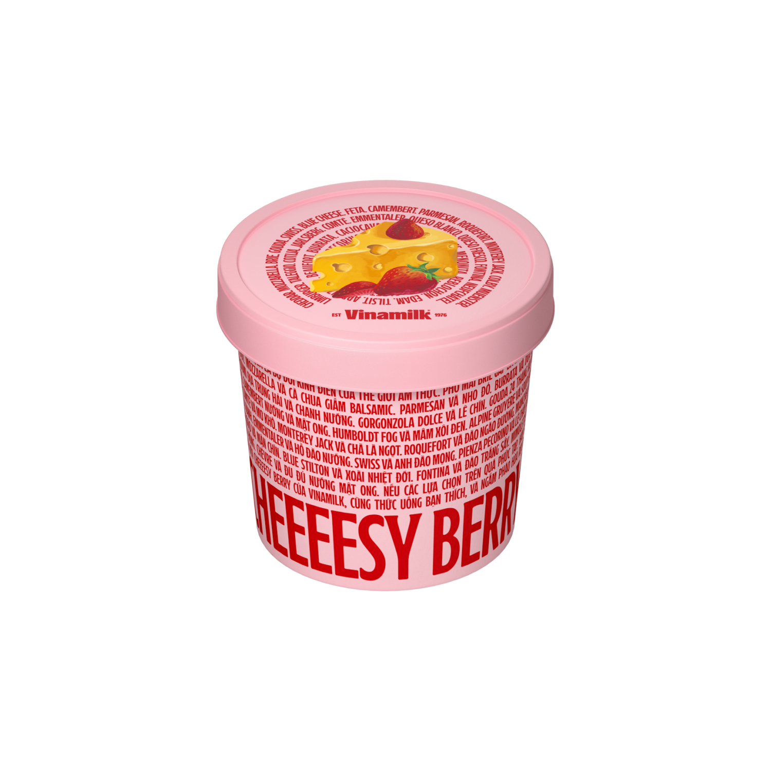 Ice Cream Pint Vinamilk Cheese & Strawberry Gelato 90ml Carton of 12 Boxes