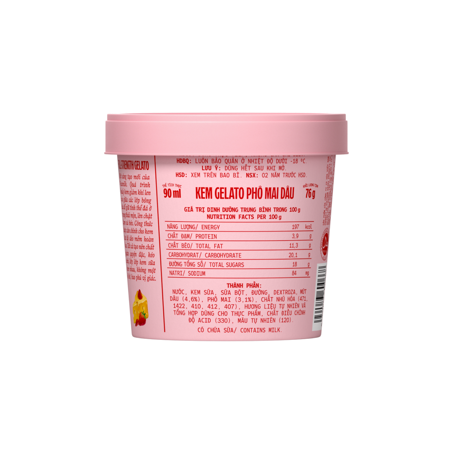 Kem hộp Vinamilk Gelato Phô Mai Dâu 90ml