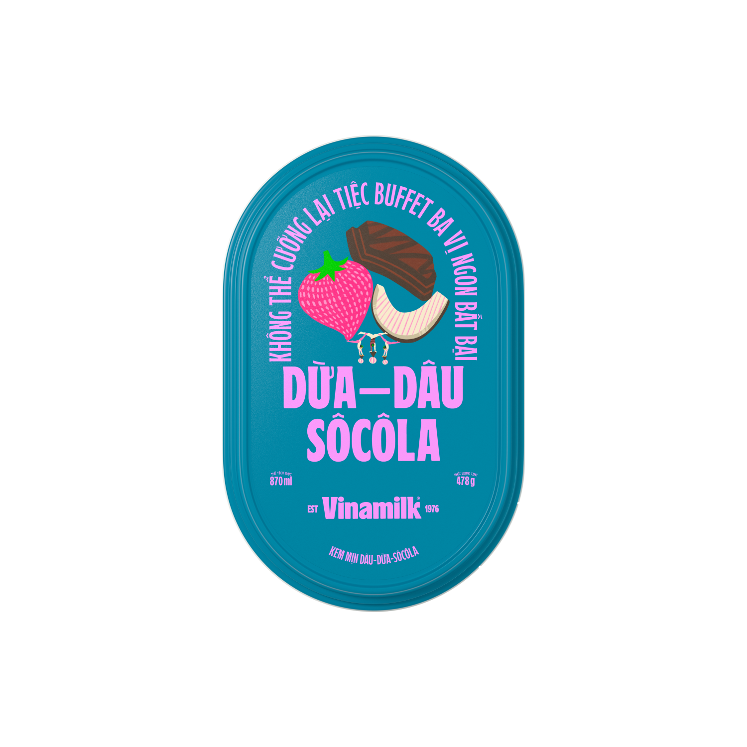 Kem hộp Vinamilk Dâu-Dừa-Sôcôla 870ml Thùng 4 hộp