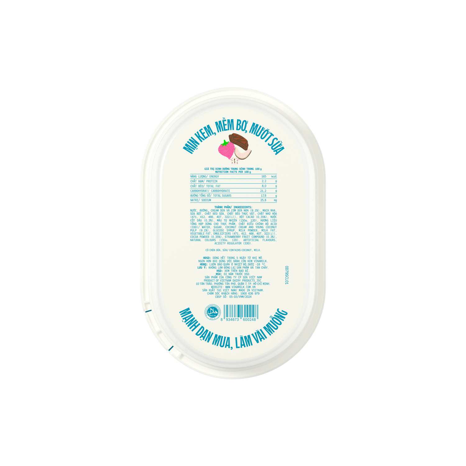 Kem hộp Vinamilk Dâu-Dừa-Sôcôla 870ml