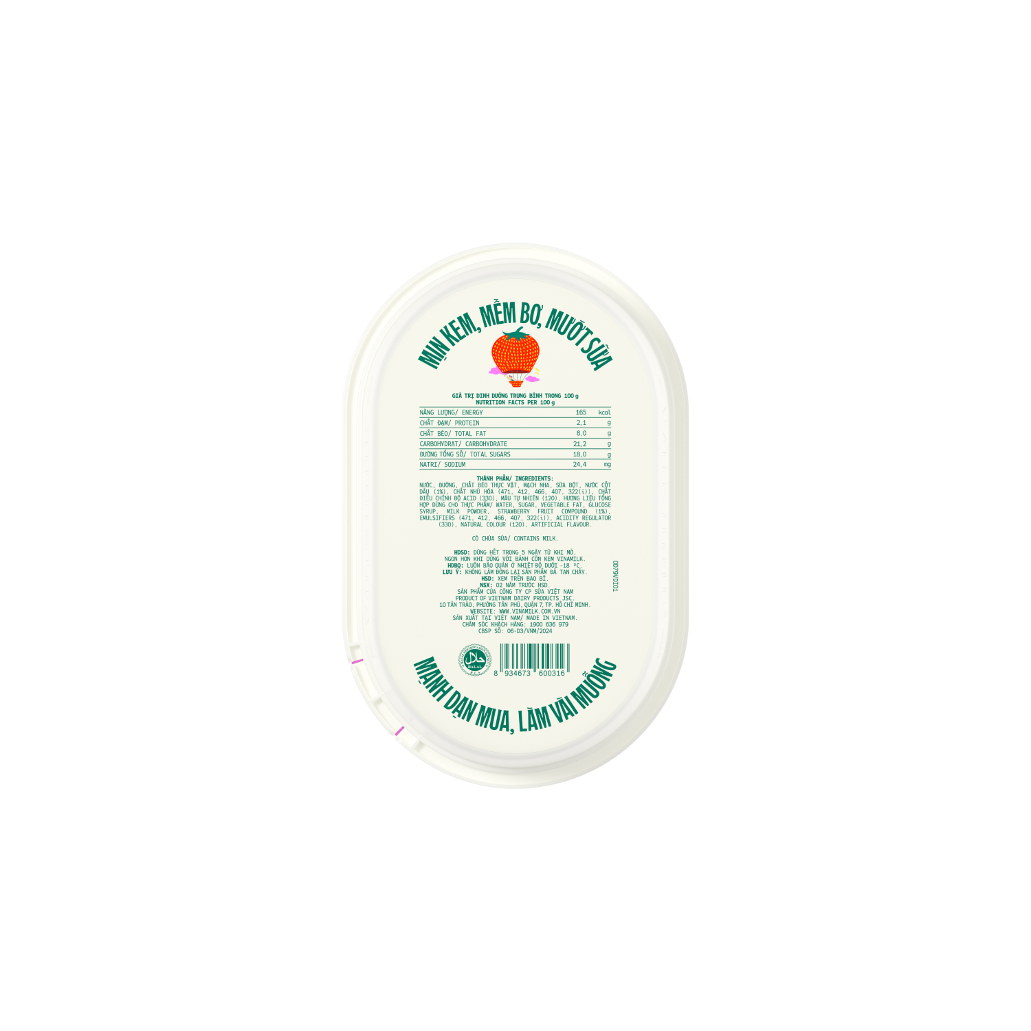 Ice Cream Pint Vinamilk Strawberry 400ml