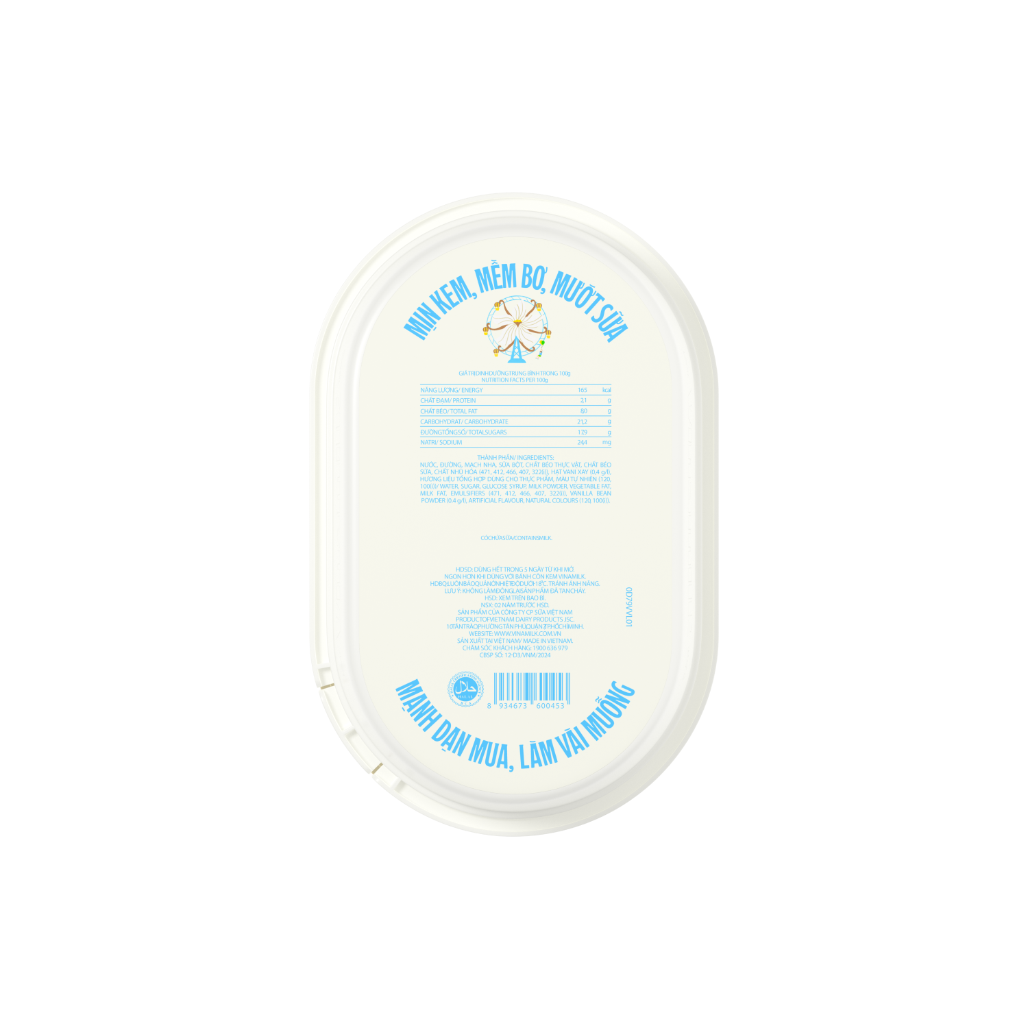 Ice Cream Pint Vinamilk Vanilla 870ml