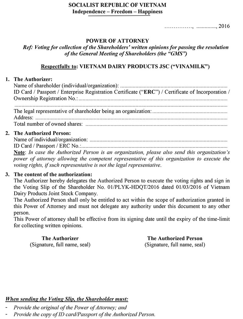 Disclosure of documents regarding to the vote in writing 2016 5
