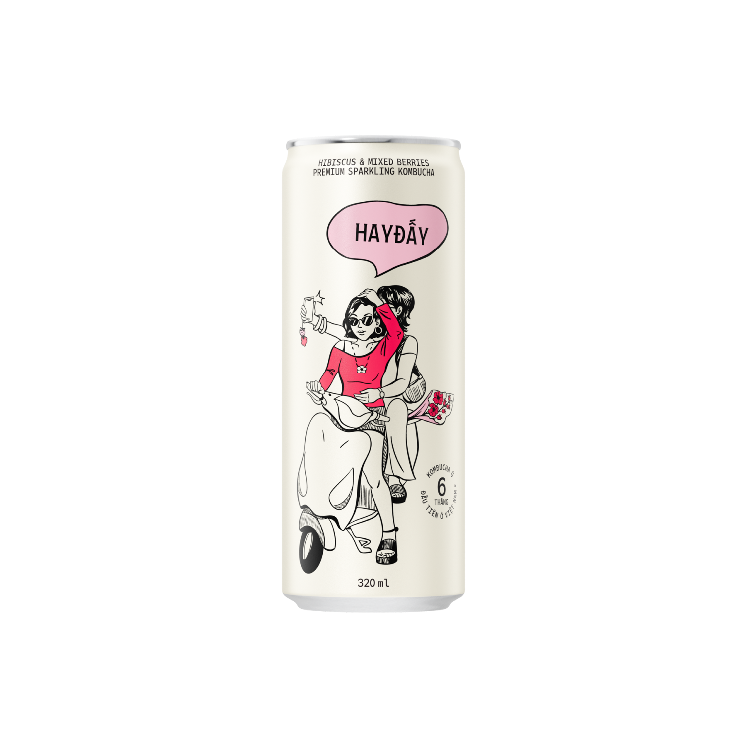 Kombucha Có Gaz HAYĐẤY Vị Hoa Atiso Đỏ 320ml