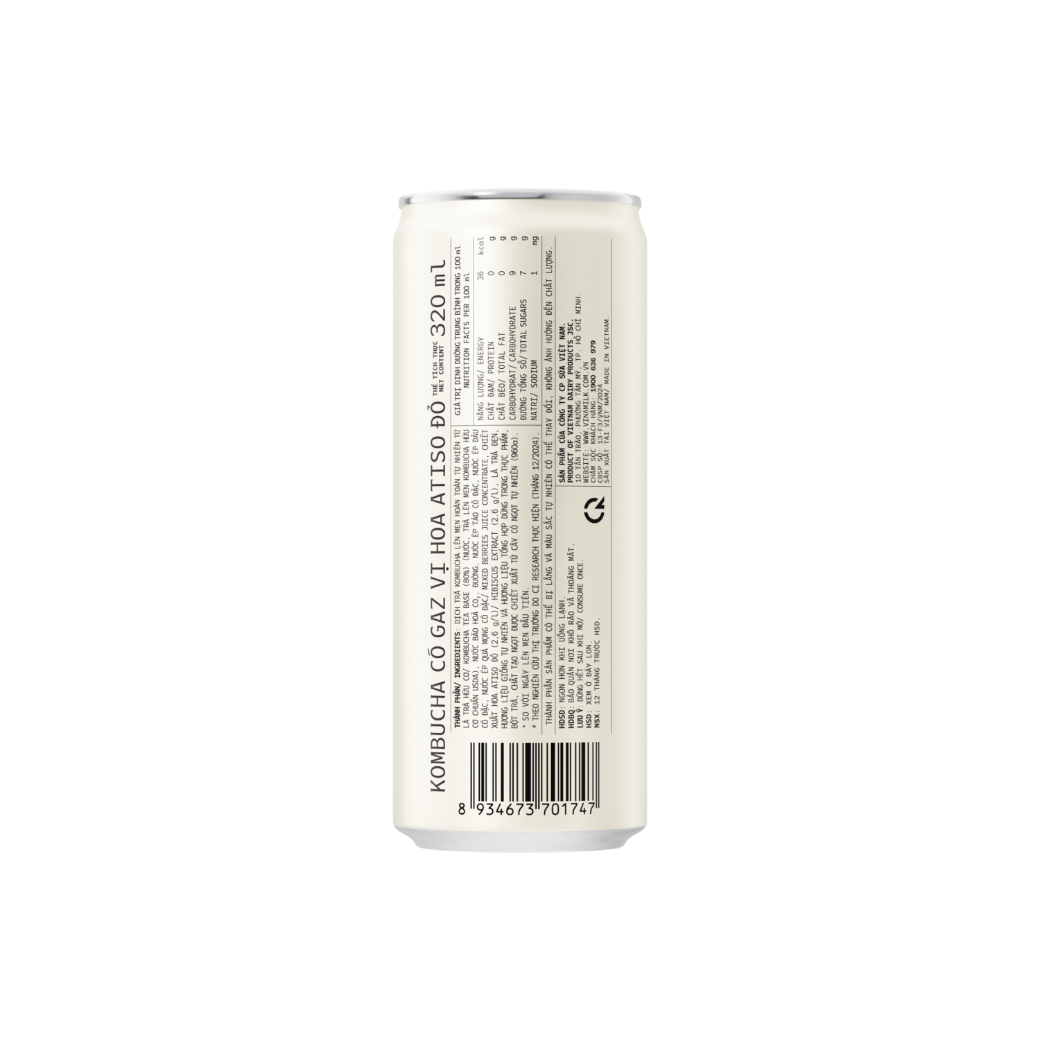 Kombucha Có Gaz HAYĐẤY Vị Hoa Atiso Đỏ 320ml