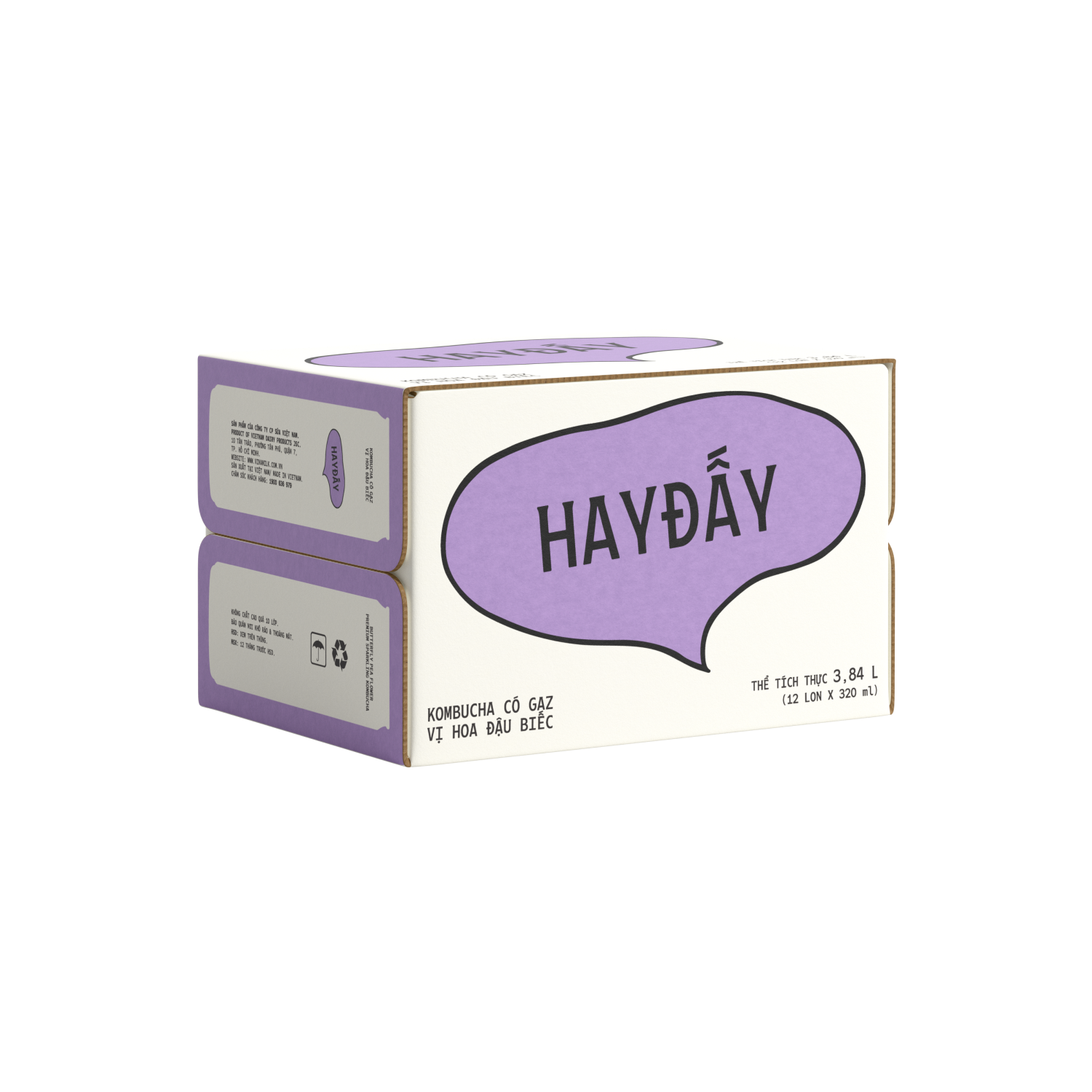 Kombucha Có Gaz HAYĐẤY Vị Hoa Đậu Biếc 320ml