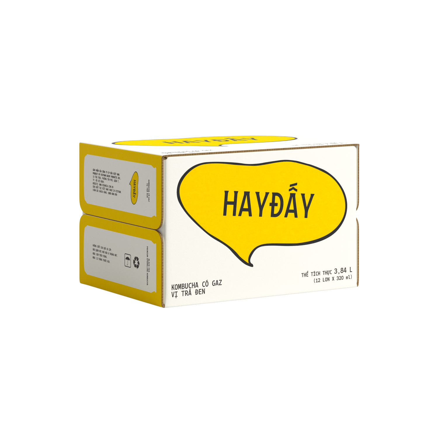 Kombucha Có Gaz HAYĐẤY Vị Trà Đen 320ml