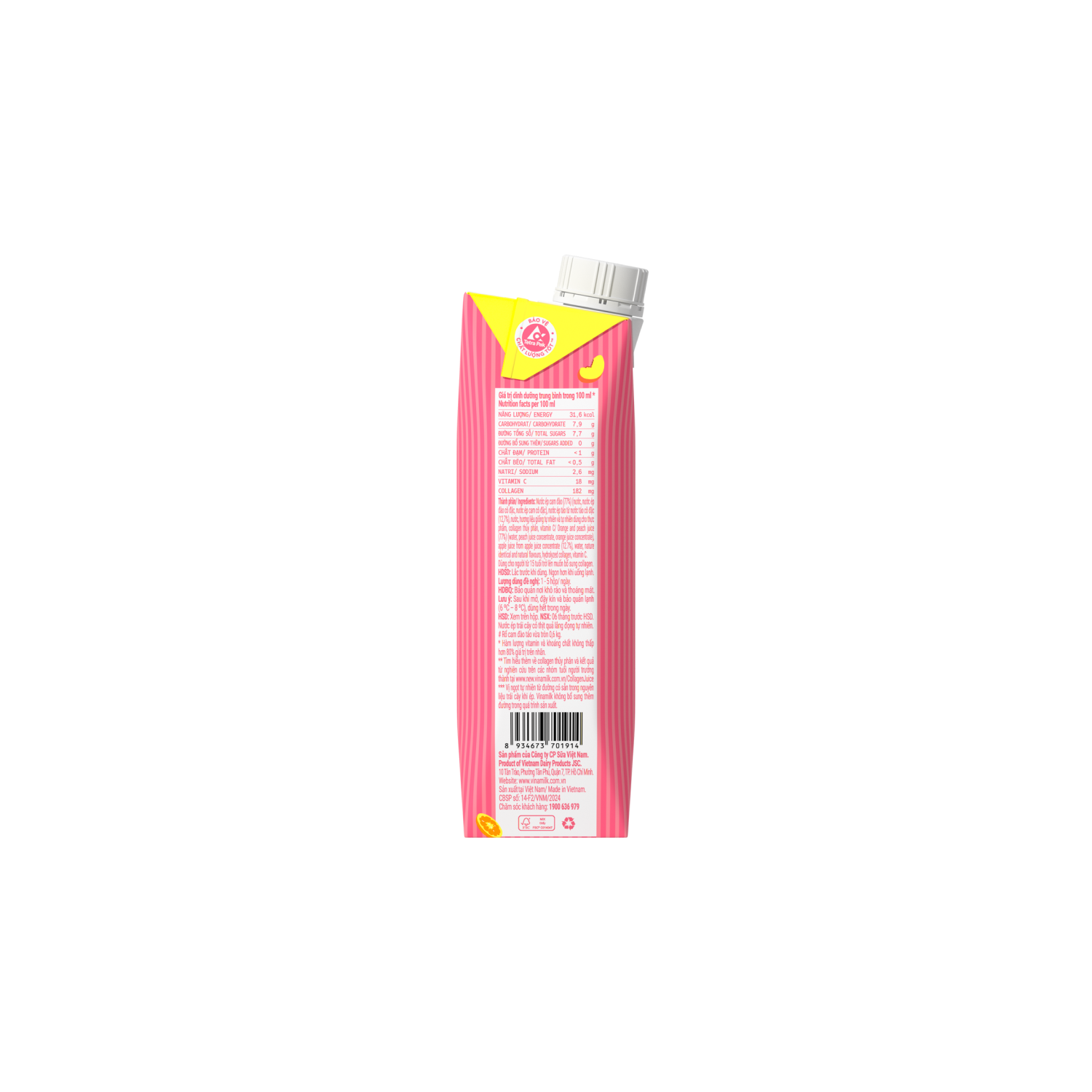 Fresh Juice Vinamilk Orange Peach with Collagen 275ml