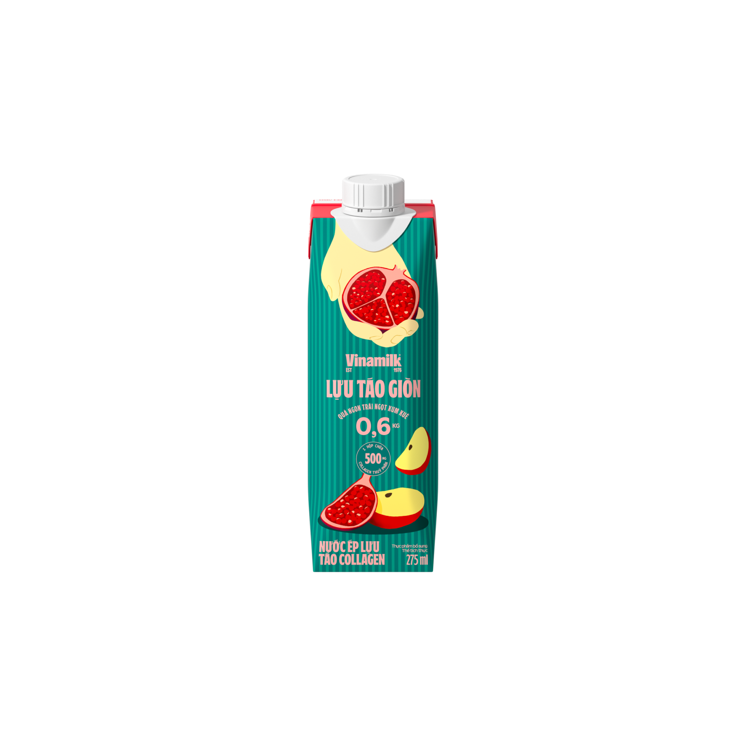 Fresh Juice Vinamilk Pomegranate Apple with Collagen 275ml Carton of 12 Boxes