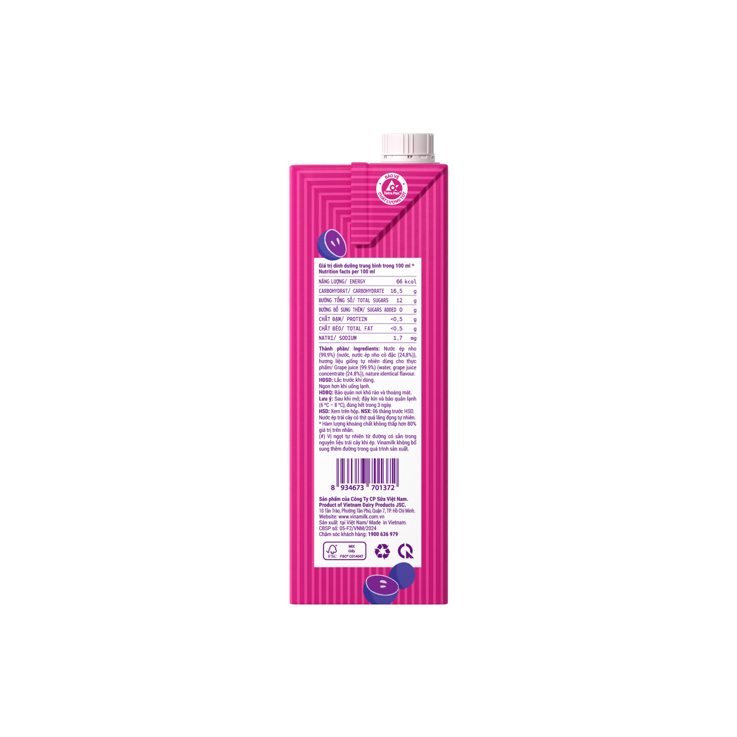 Nước ép Vinamilk Nho 1L
