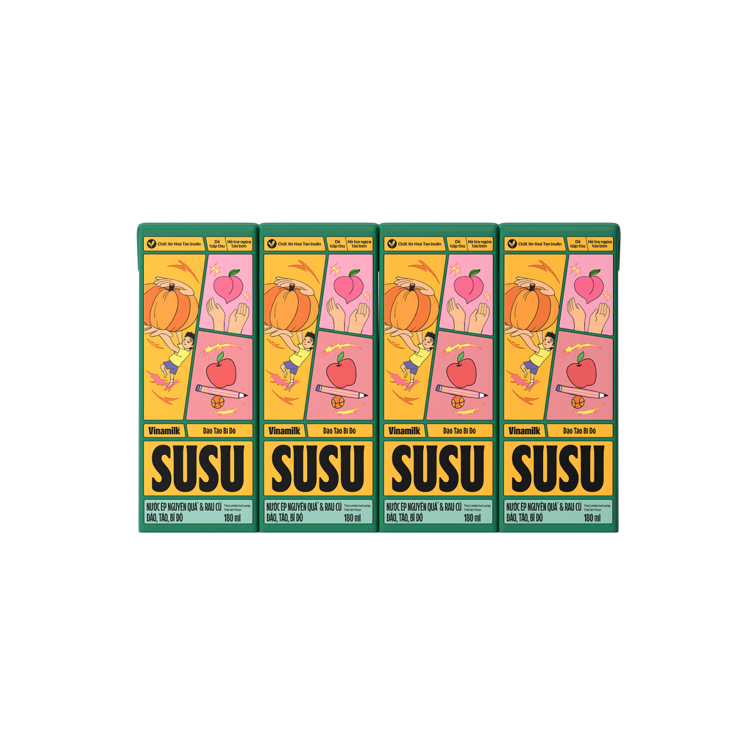 Nước ép nguyên quả và rau củ Susu Đào Táo Bí Đỏ 180ml
