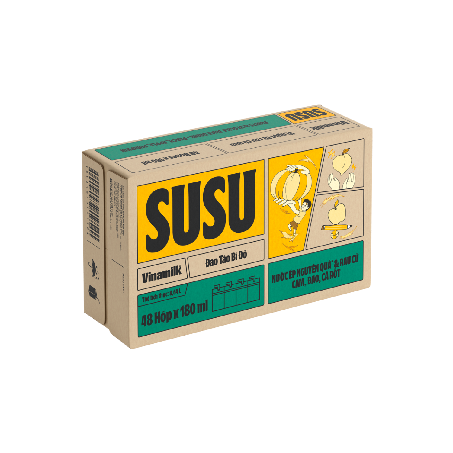 Nước ép nguyên quả và rau củ Susu Đào Táo Bí Đỏ 180ml