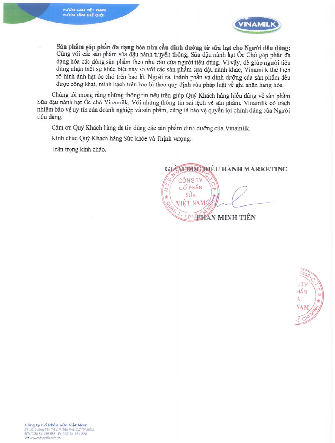 Công Văn về Sữa Đậu Nành Hạt Óc Chó 2