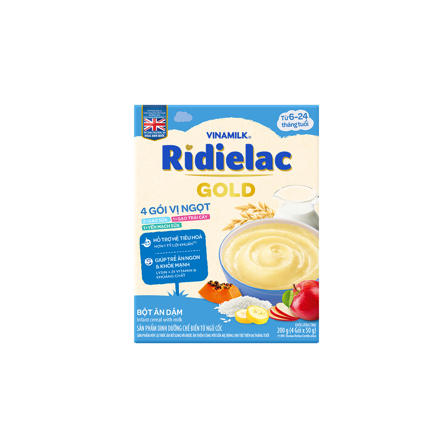 Bột ăn dặm Ridielac Gold 4 vị ngọt 200g Lẻ 1 hộp