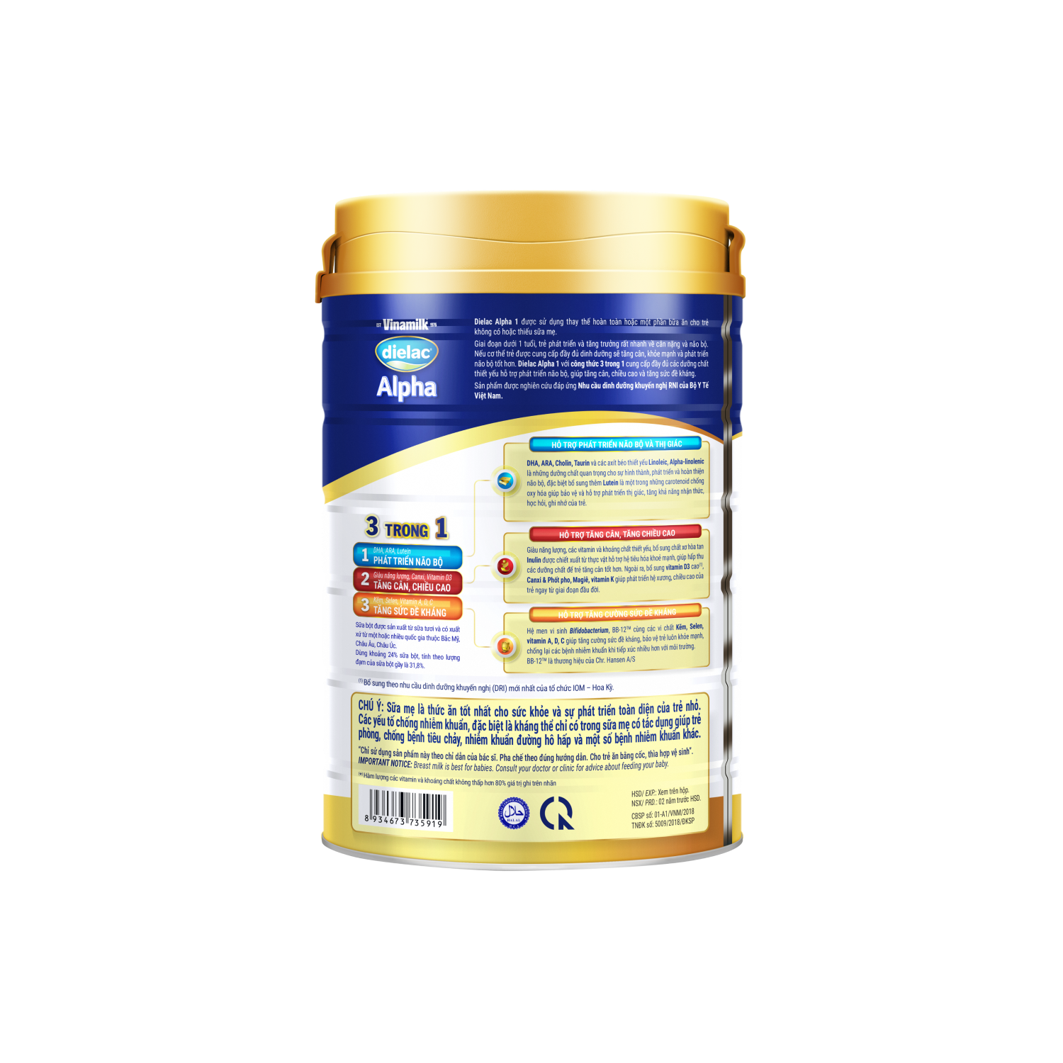 Sữa bột trẻ em Dielac Alpha 1 (0-6 tháng) 900g