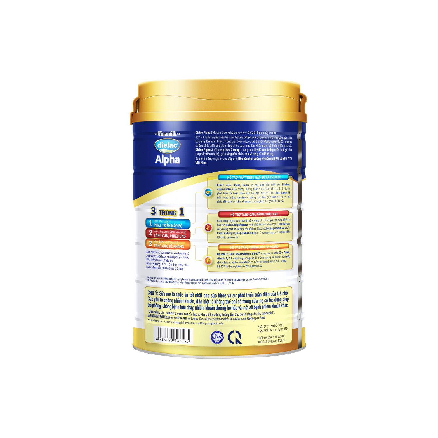 Sữa bột trẻ em Dielac Alpha 3 (1-2 tuổi) 900g