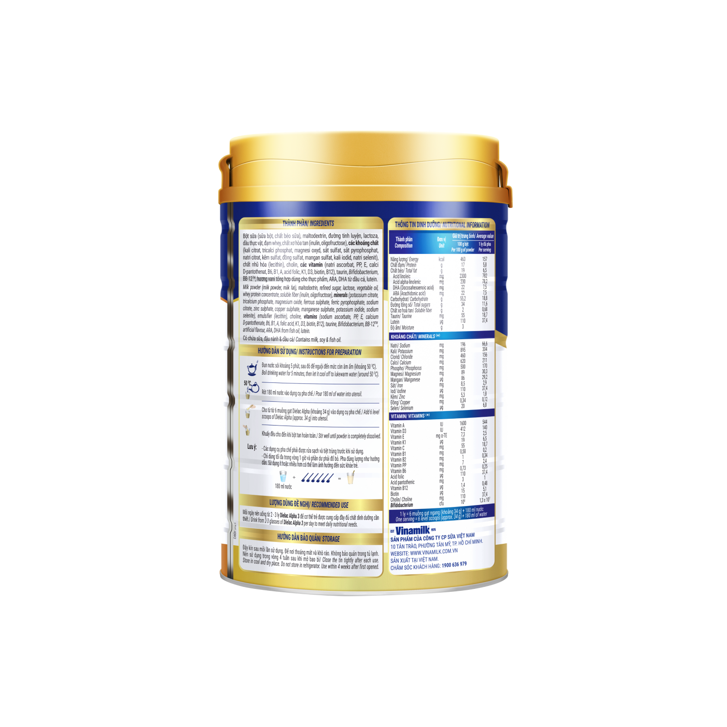 Sữa bột trẻ em Dielac Alpha 3 (1-2 tuổi) 900g