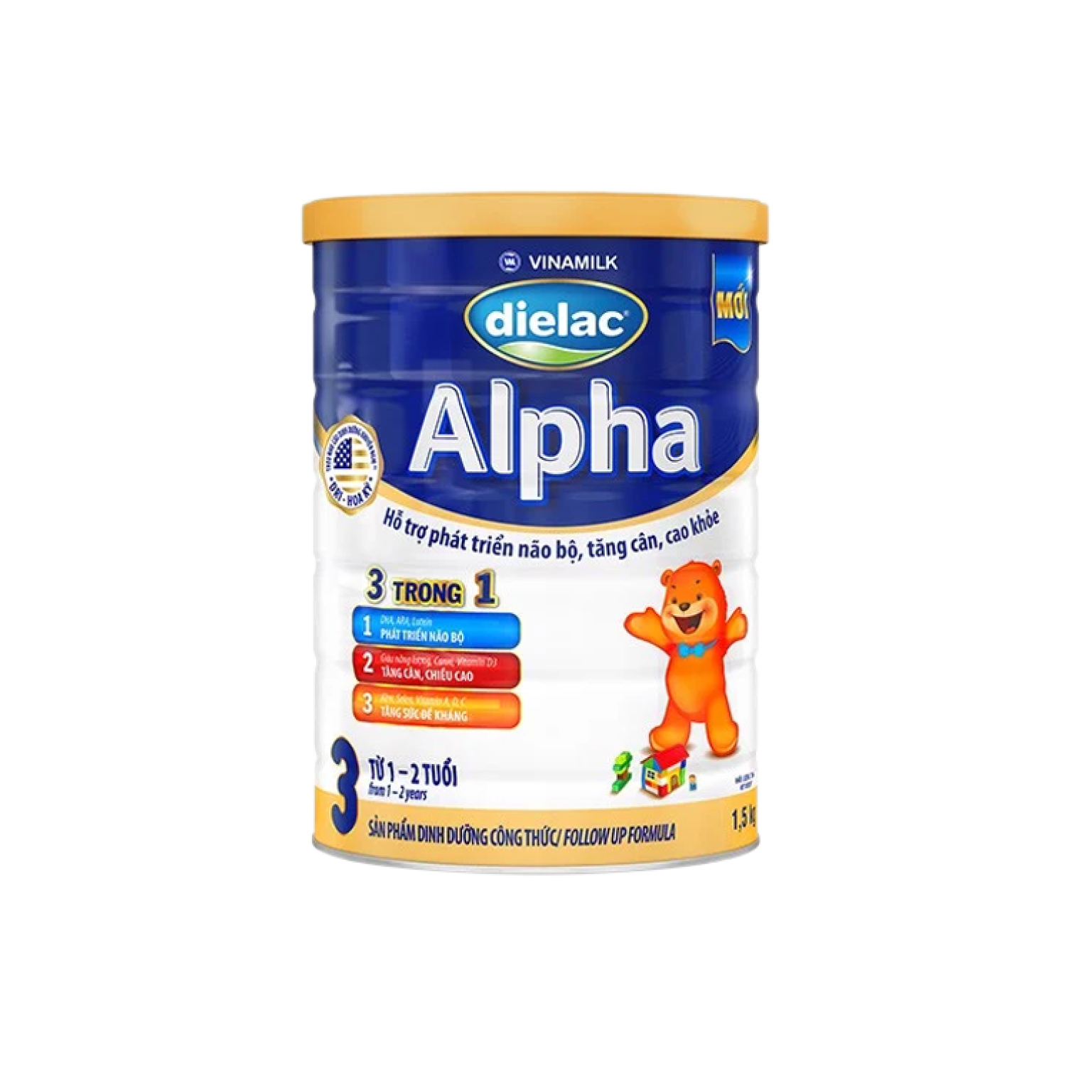 Sữa bột trẻ em Dielac Alpha 3 (1-2 tuổi) 1,5kg Lẻ 1 lon