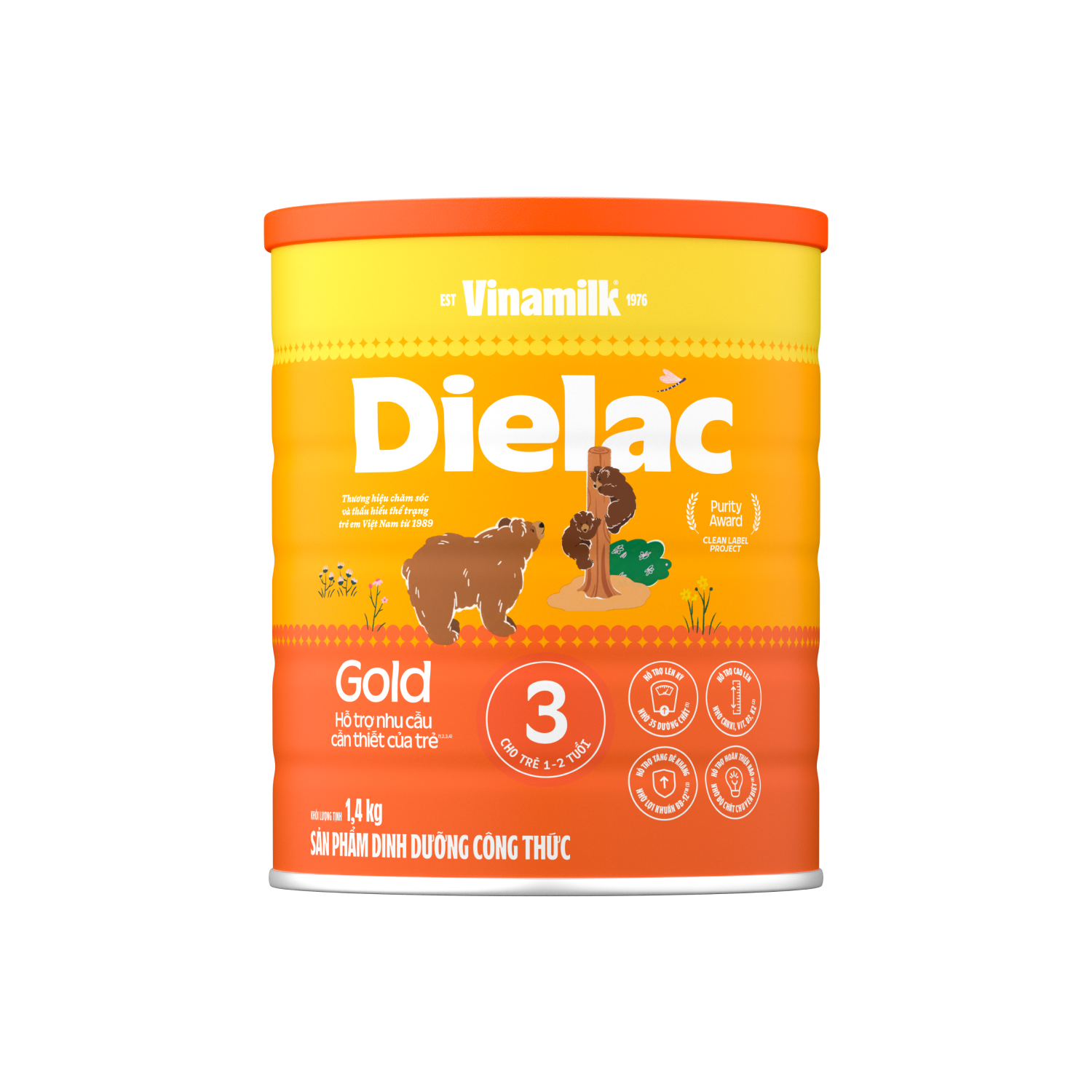 Sữa bột trẻ em Dielac Gold 3 (1-2 tuổi) 1,4kg Lẻ 1 lon