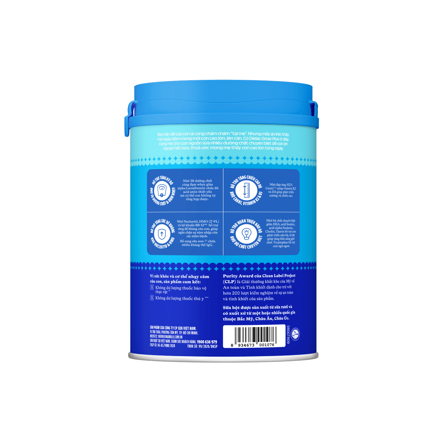 Sữa bột trẻ em Dielac Grow Plus 2+ (2-10 tuổi) 850g