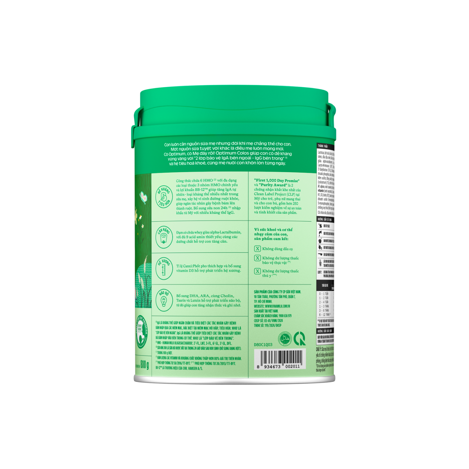 Sữa bột trẻ em Optimum Colos 1 (0-12 tháng) 800g