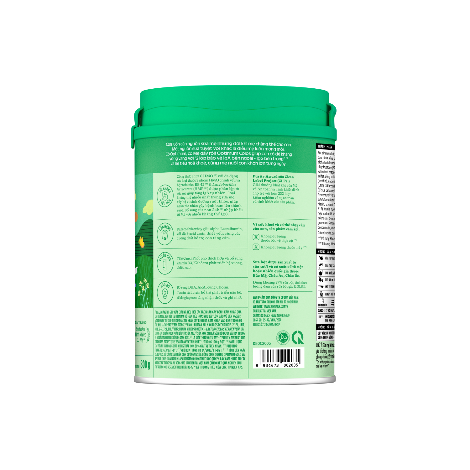 Sữa bột trẻ em Optimum Colos 2 (1-2 tuổi) 800g