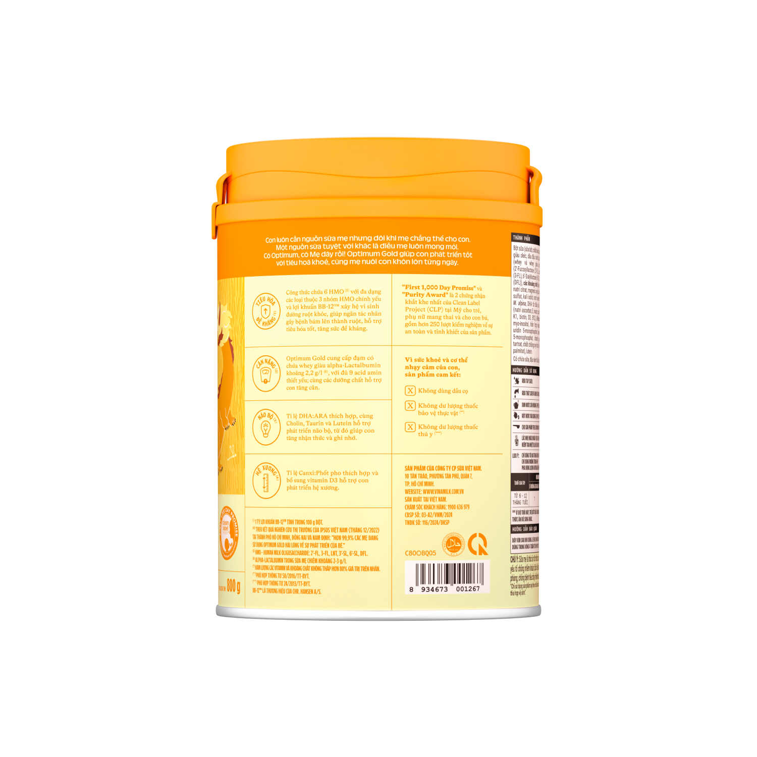 Sữa bột trẻ em Optimum Gold 2 (6-12 tháng) 800g