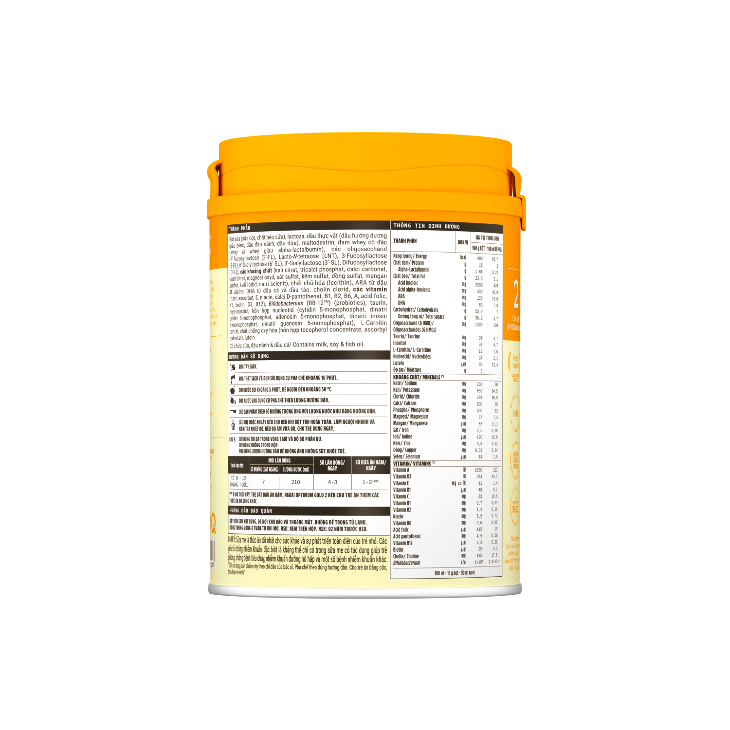 Sữa bột trẻ em Optimum Gold 2 (6-12 tháng) 800g